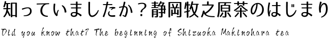 知っていましたか？ 静岡牧之原茶のはじまり