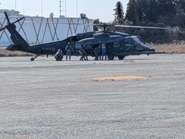 空路搬送の様子